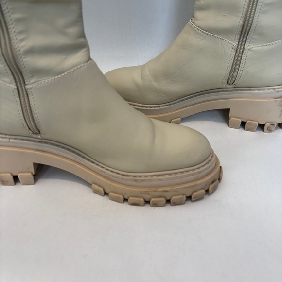 SCHUTZ womens Juany Eggshell Lug Sole side zip Combat & Moto Boots size 8.5 - Picture 8 of 14